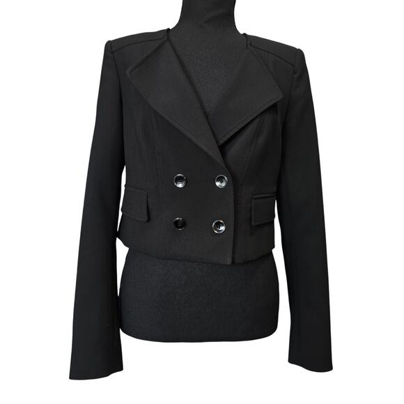 ⭐️NWOT White House Black Market Black Double Breasted Cropped Blazer Jacket Sz 2 - Picture 1 of 9
